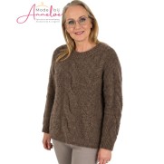 Red Button Pullover Sweet Fluffy Cable SRB5070 Espresso